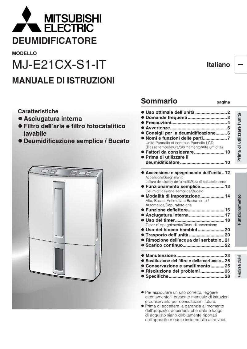 Image de la première page du manuel de l'appareil MJ-E21CX