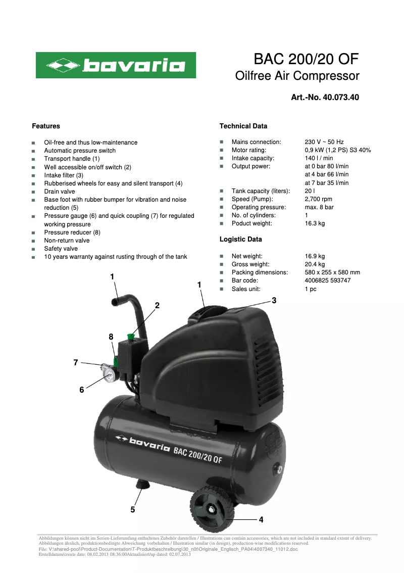 Image de la première page du manuel de l'appareil BAC 200/200F
