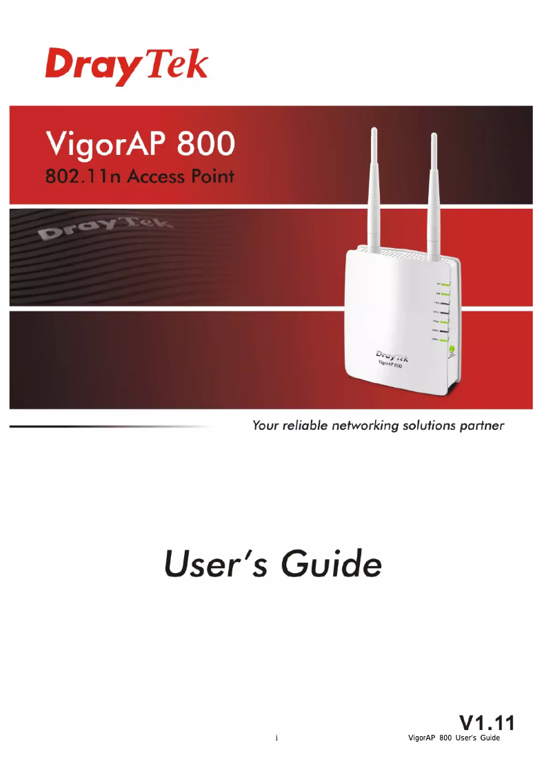 Image de la première page du manuel de l'appareil VigorAP 800