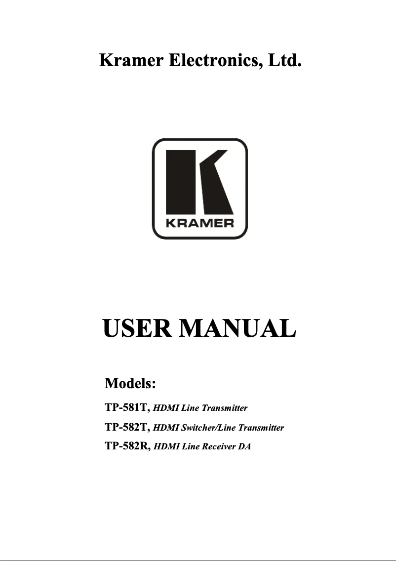 Page 1 de la notice Manuel utilisateur Kramer TP-581T