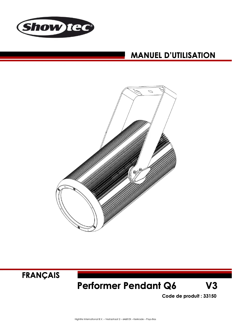 Image de la première page du manuel de l'appareil Performer Pendant 150 Q6