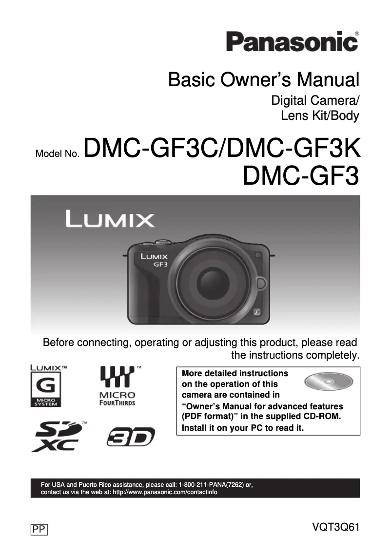 Imagen de la primera página del manual del dispositivo Lumix DMC-GF3C