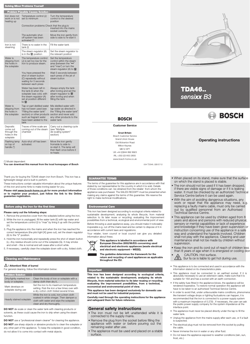 Image de la première page du manuel de l'appareil Sensixx'x TDA4633GB