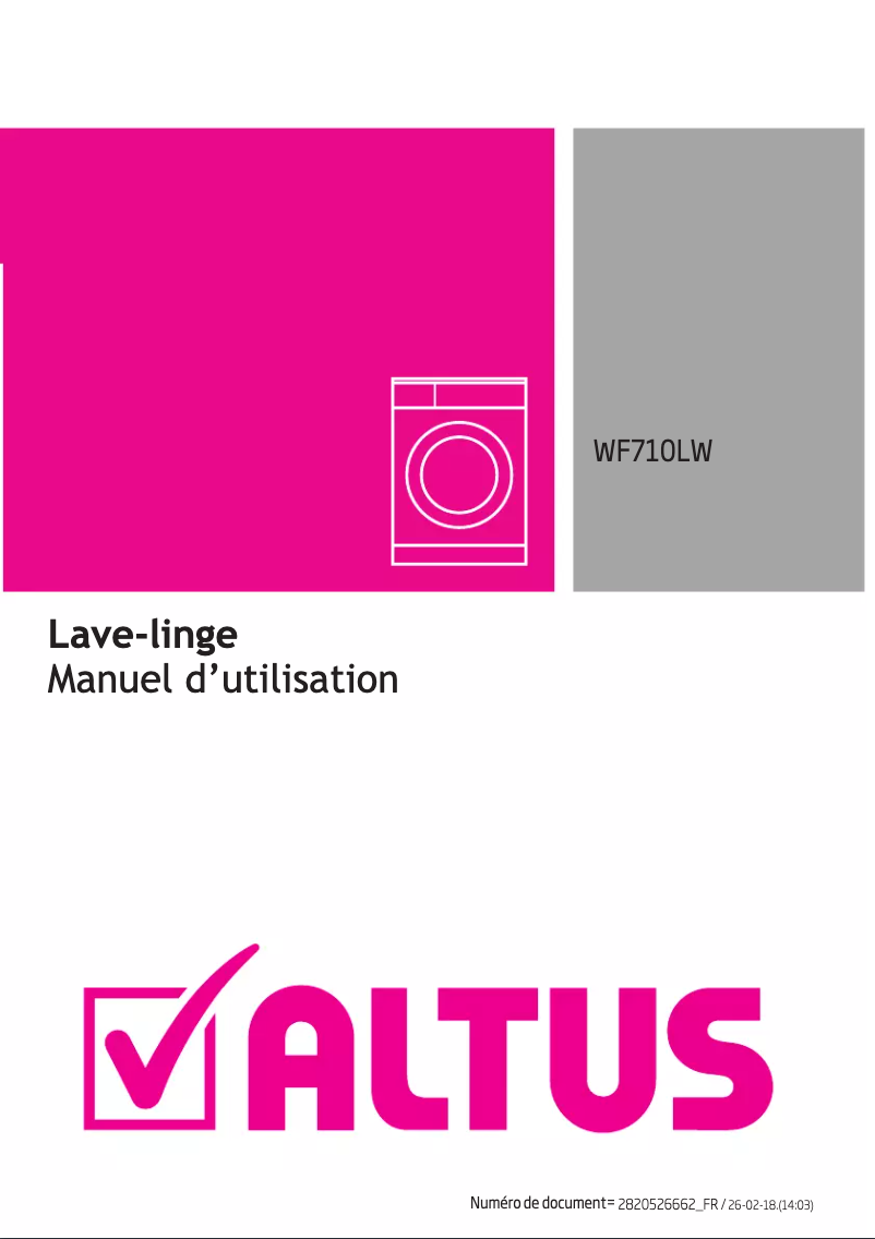 Page n°1 - Manuel utilisateur Altus WF710LW