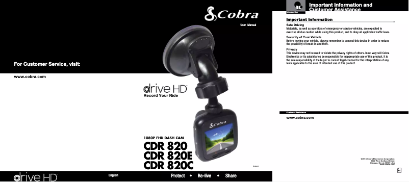 Page n°1 - Manuel utilisateur Cobra CDR 820E