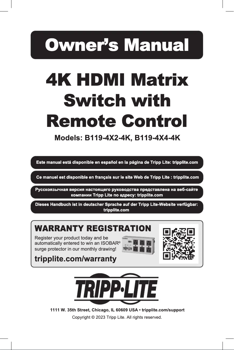 Page n°1 - Manuel utilisateur Tripp Lite B119-4X4-4K