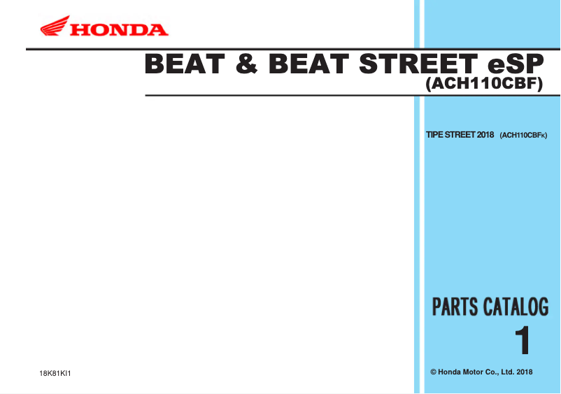 Image de la première page du manuel de l'appareil BeAT Street eSP (2018)