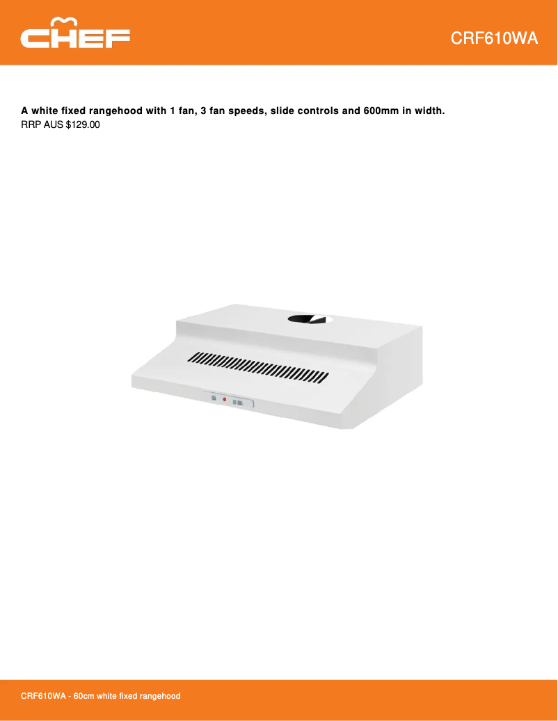Página 1 del manual Ficha técnica Chef CRF610WA