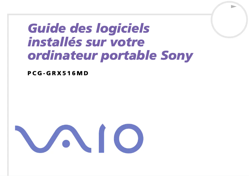 Page n°1 - Manuel utilisateur Sony Vaio PCG-GRX516MD
