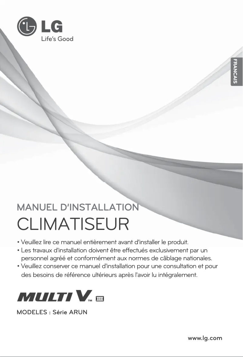 Page 1 de la notice Manuel utilisateur LG ARUN096BT3