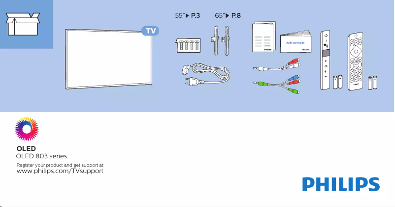 Page 1 de la notice Guide de démarrage rapide Philips 65OLED803