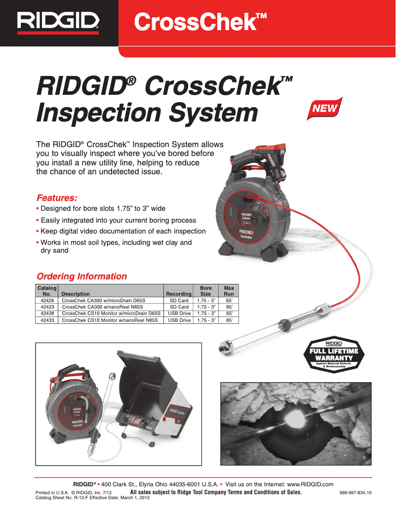 Página 1 del manual Catálogo Ridgid CrossChek