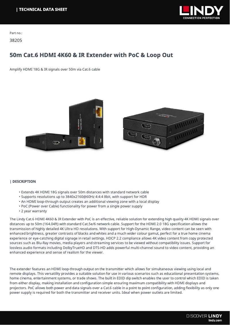 Page 1 de la notice Manuel utilisateur Lindy 38205