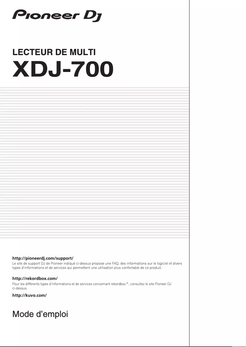 Image de la première page du manuel de l'appareil XDJ-700