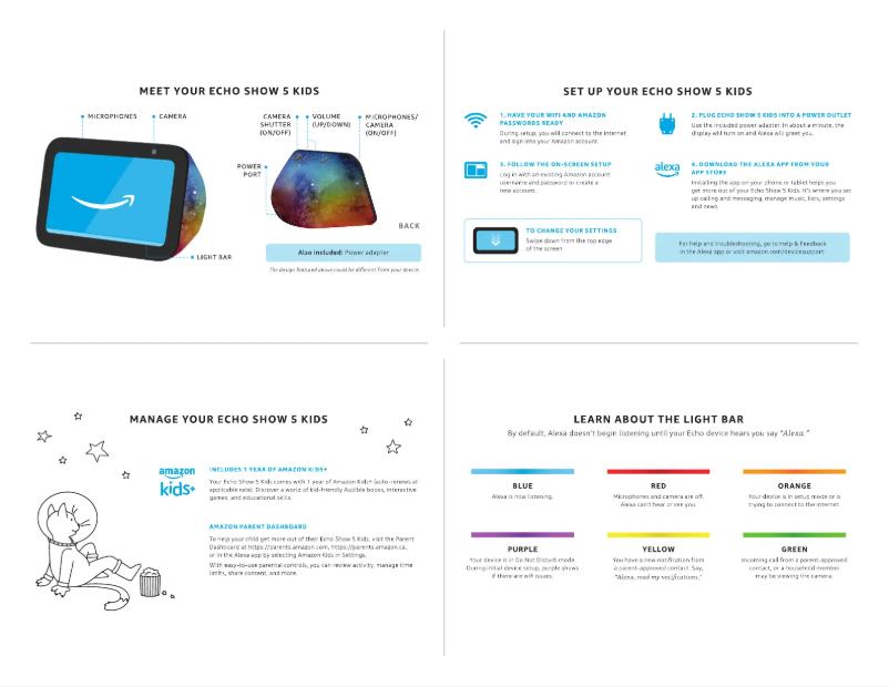 Image de la première page du manuel de l'appareil Echo Show 5 Kids (3rd Generation)
