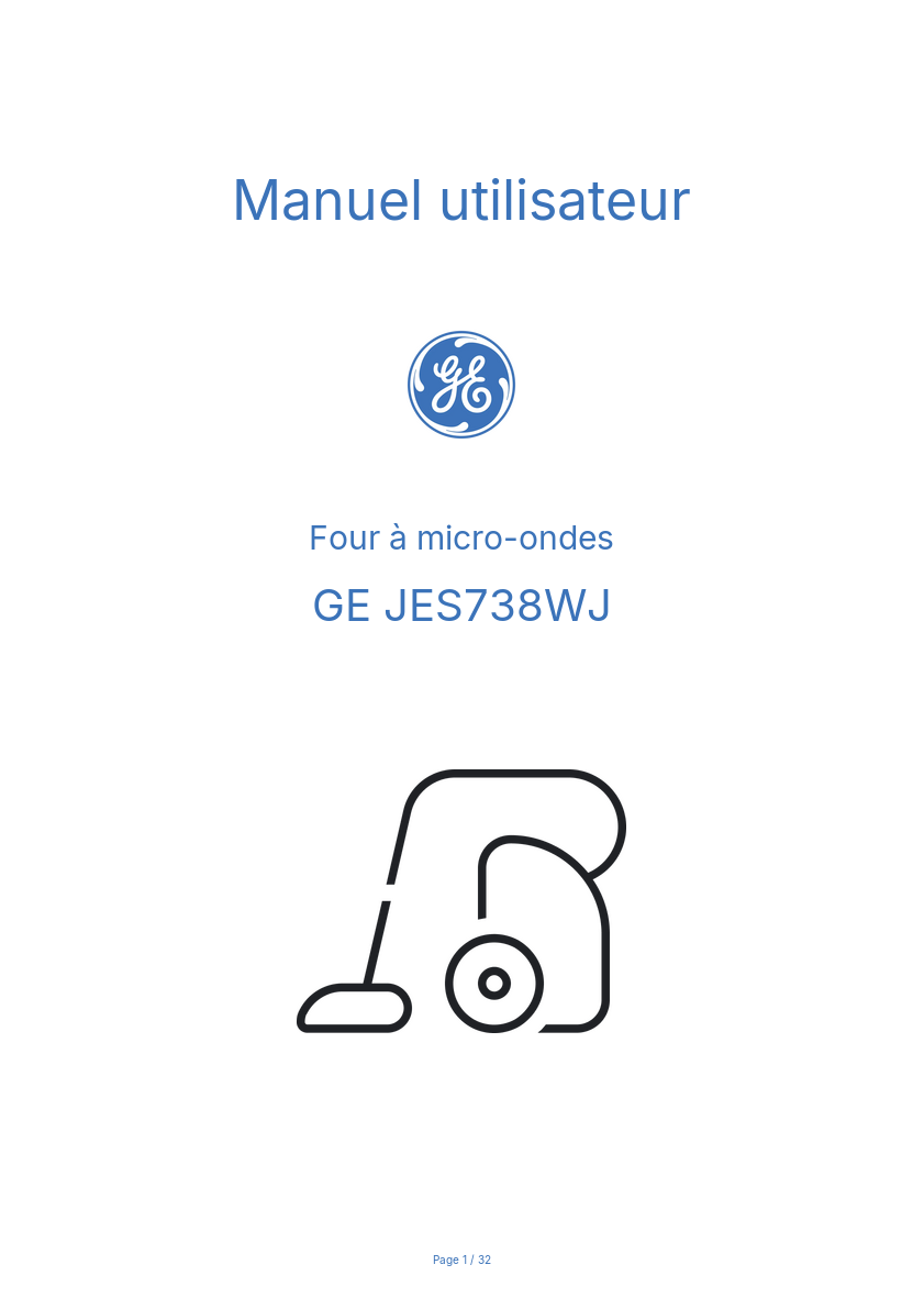 Image de la première page du manuel de l'appareil JES738WJ