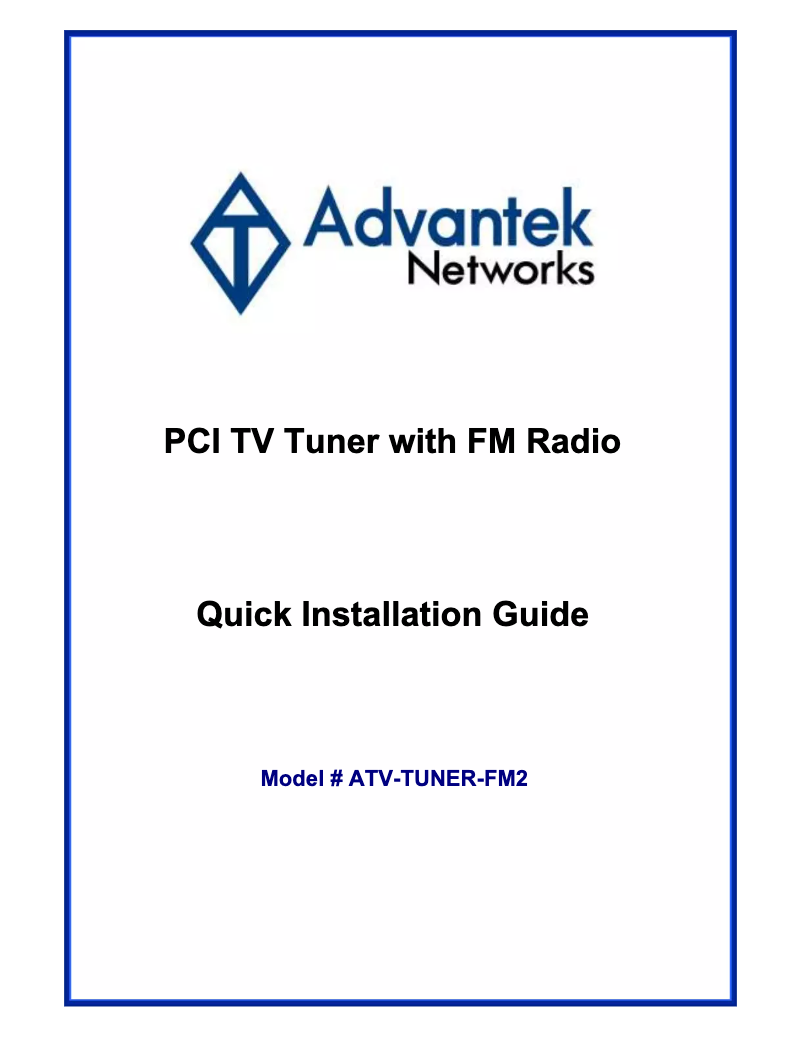 Page n°1 - Manuel utilisateur Advantek Networks ATV-TUNER-FM2