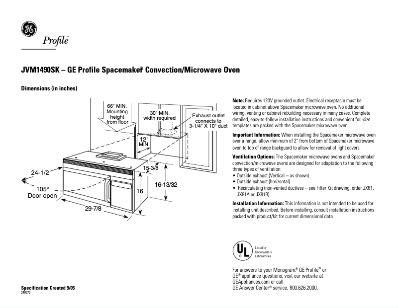 Imagen de la primera página del manual del dispositivo JVM1490SK