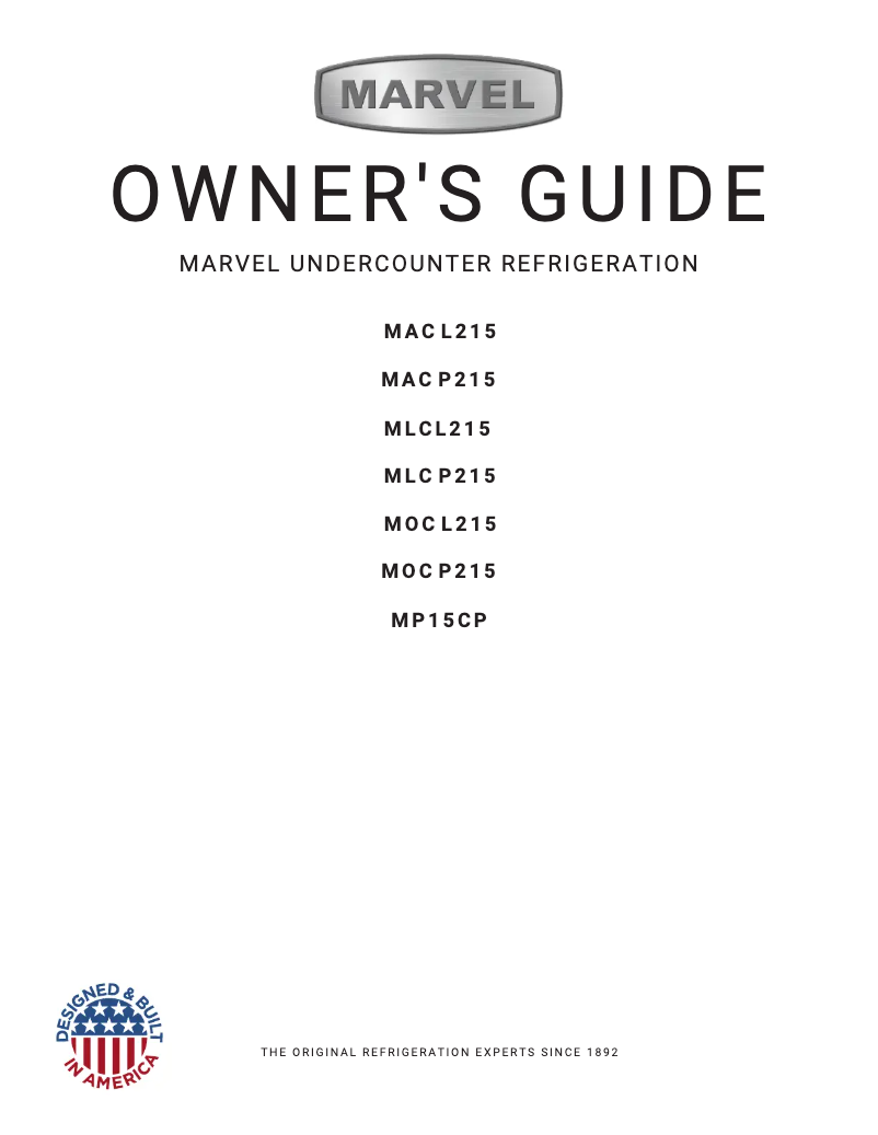 Page n°1 - Guide d'installation Marvel MLNP115SS01B