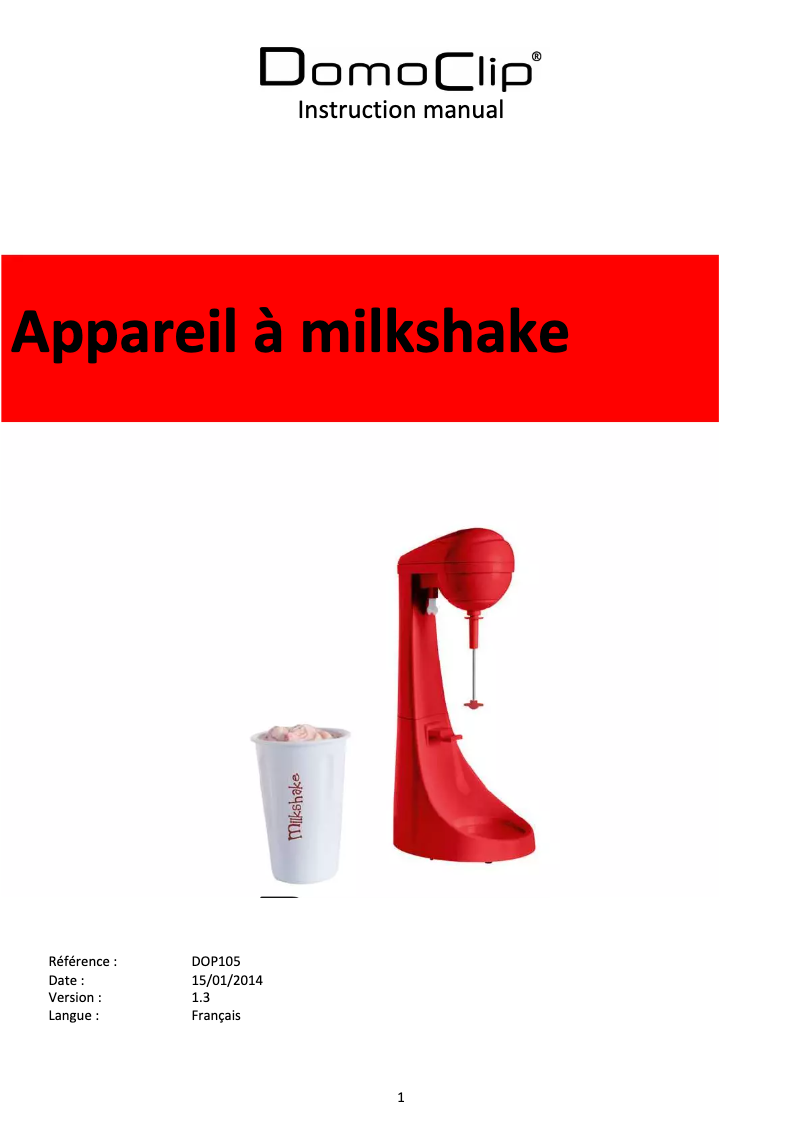 Image de la première page du manuel de l'appareil DOP105