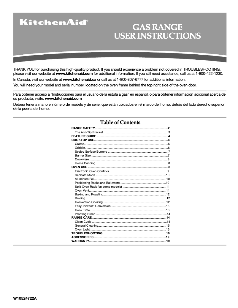 Page 1 de la notice Mode d'emploi KitchenAid Architect KGRS303B