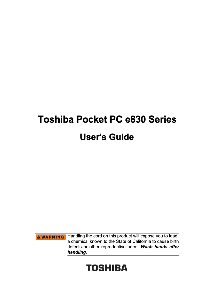 Page n°1 - Manuel utilisateur Toshiba e830