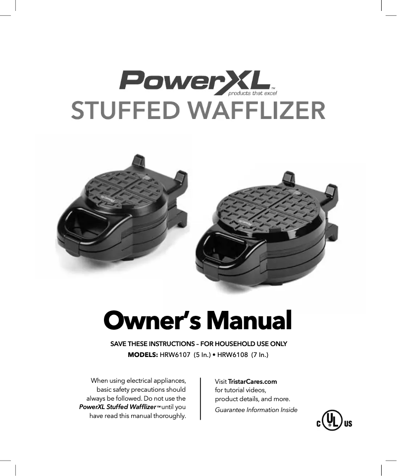 Page 1 de la notice Manuel utilisateur PowerXL Stuffed Wafflizer HRW6107