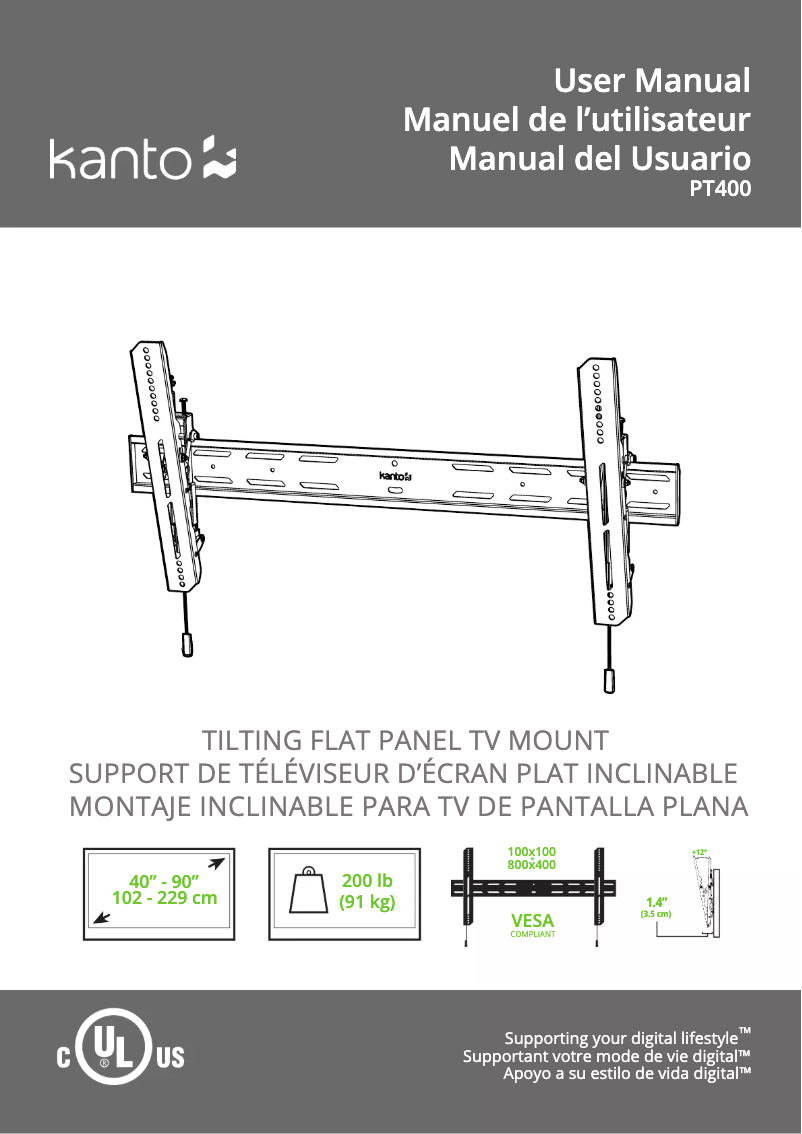 Page 1 de la notice Manuel utilisateur Kanto PT400