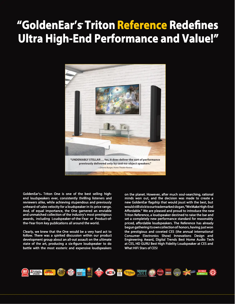 Page 1 de la notice Brochure GoldenEar Triton