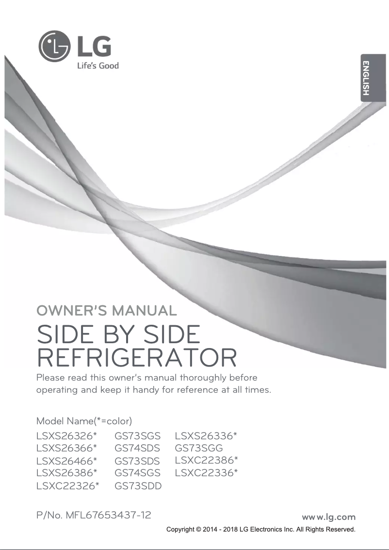 Page 1 de la notice Manuel utilisateur LG GS74SGS