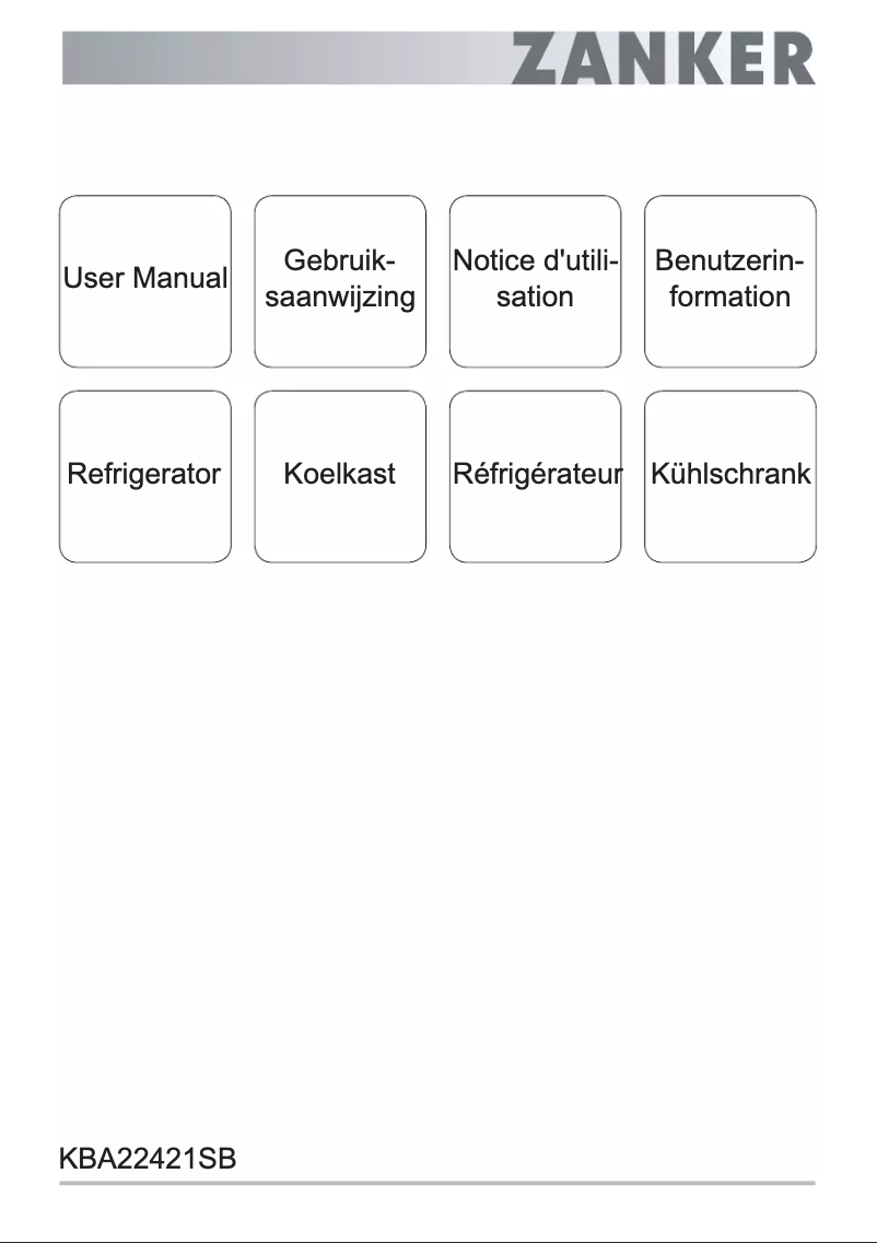 Page 1 de la notice Manuel utilisateur Zanker KBA22421SB