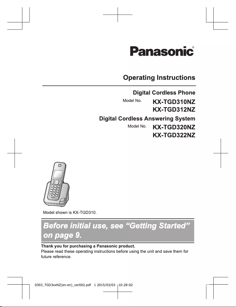 Página 1 del manual Manual de usuario Panasonic KX-TGD312