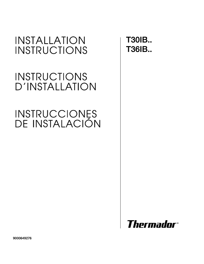 Página 1 del manual Guía de instalación Thermador T30IB800SP