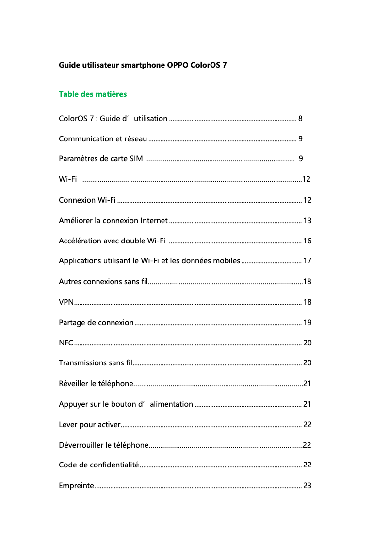 Page 1 de la notice Manuel utilisateur Oppo A53