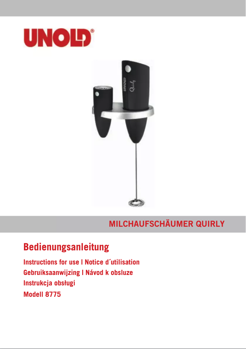 Image de la première page du manuel de l'appareil Quirly