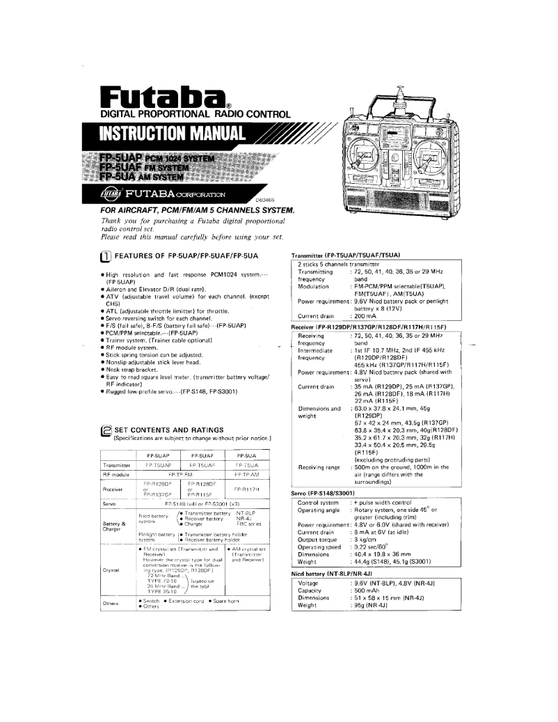 Page n°1 - Manuel utilisateur Futaba FP5UAP