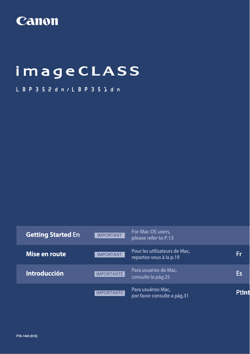 Page 1 de la notice Manuel utilisateur Canon imageCLASS LBP351dn
