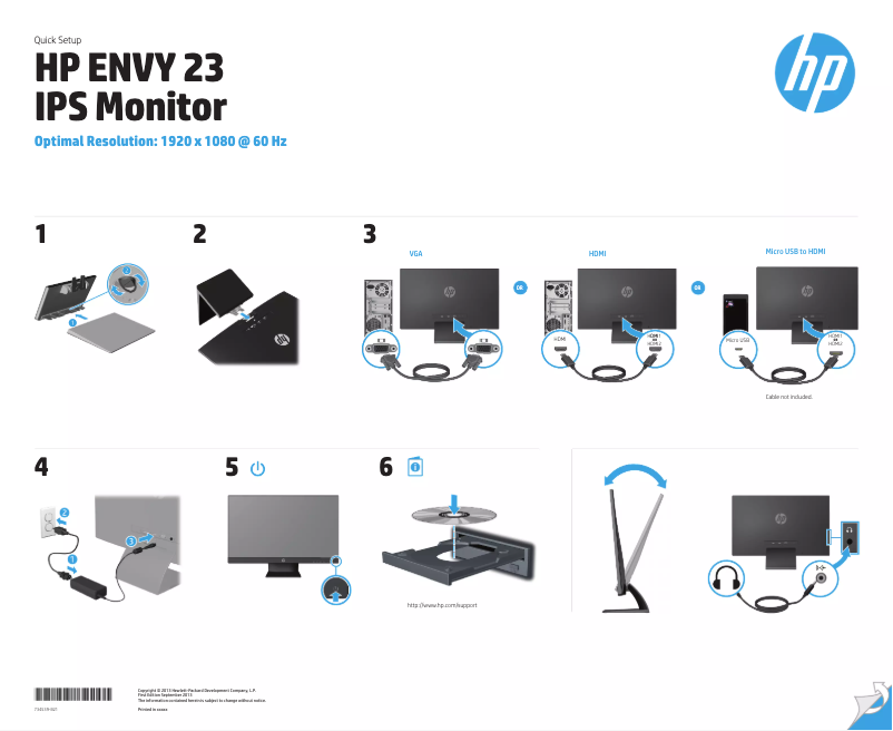 Page n°1 - Guide d'installation HP ENVY