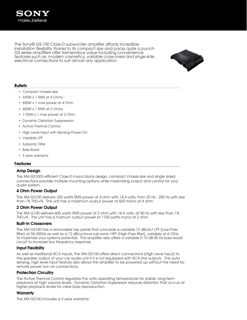 Image de la première page du manuel de l'appareil XM-GS100