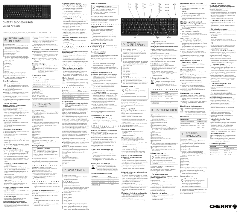 Page 1 de la notice Manuel utilisateur Cherry G80-3000N RGB