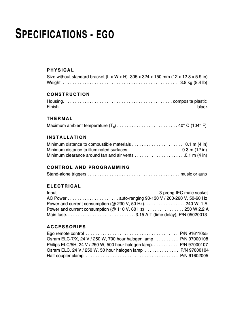 Image de la première page du manuel de l'appareil Ego 03