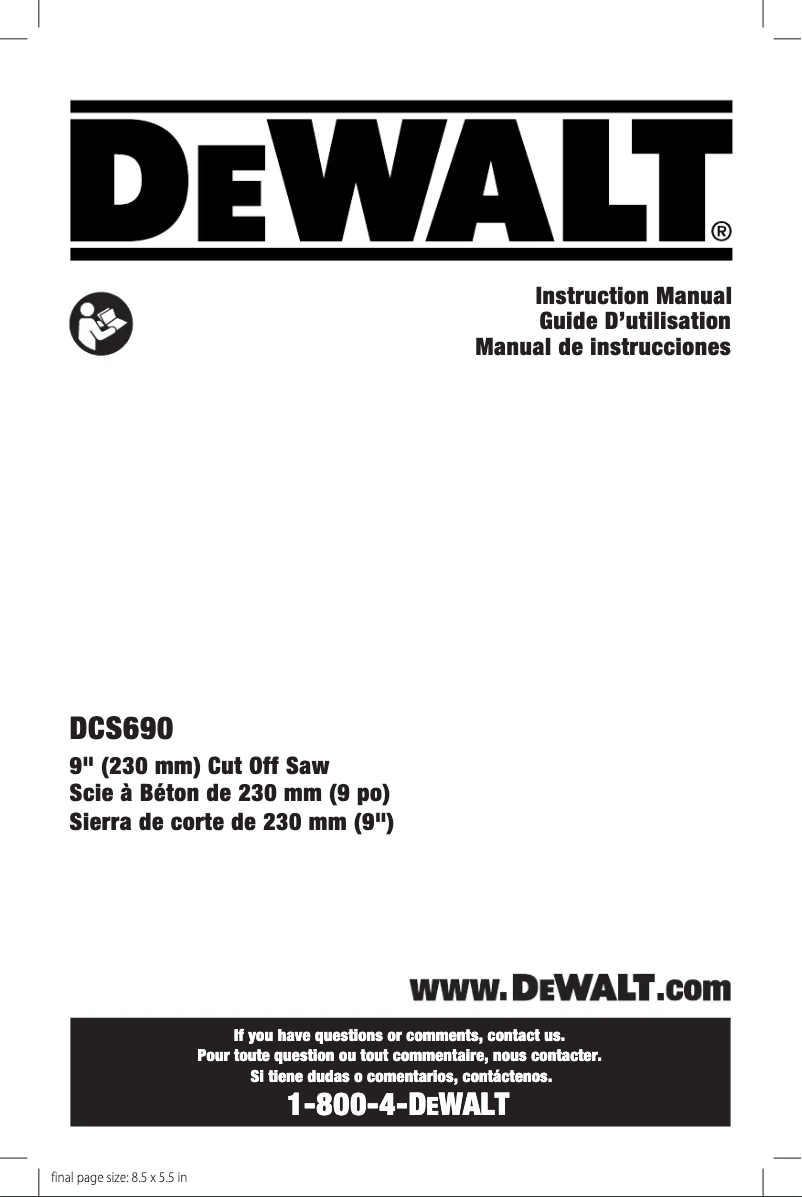 Page n°1 - Manuel utilisateur DeWalt DCS690