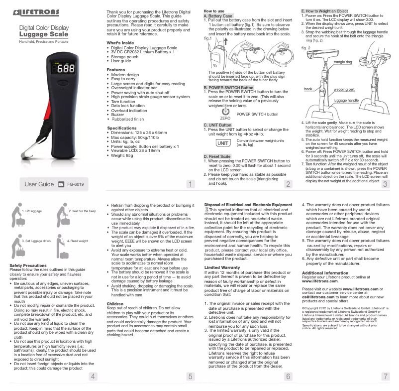 Image de la première page du manuel de l'appareil FG-6019