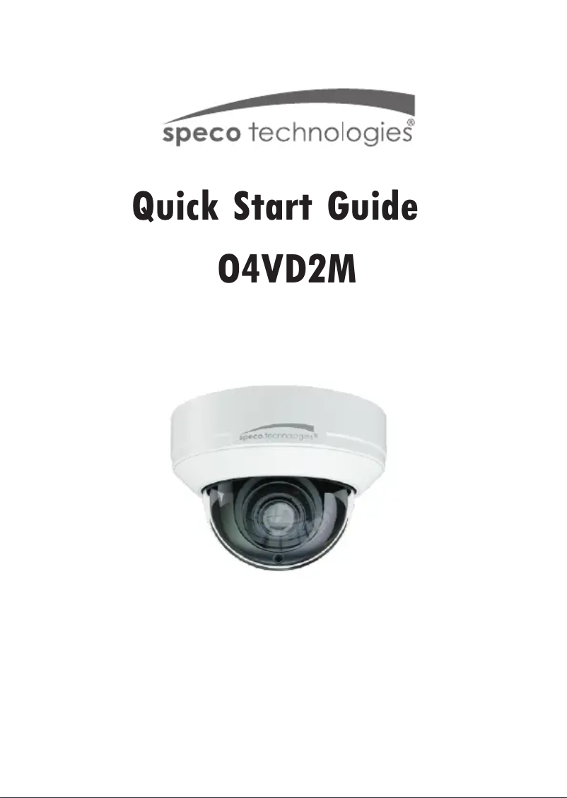 Page 1 de la notice Guide de démarrage rapide Speco Technologies O4VD2M