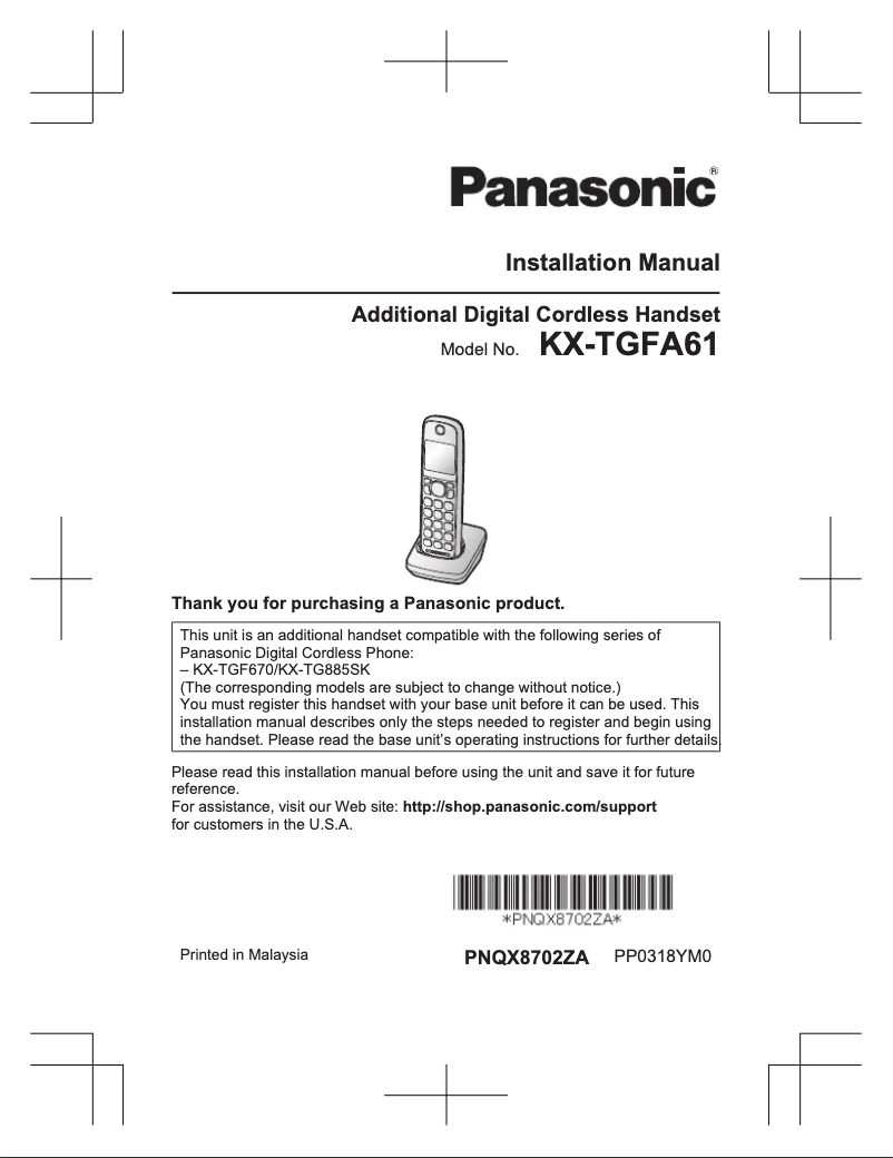 Página 1 del manual Manual de usuario Panasonic KX-TGFA61