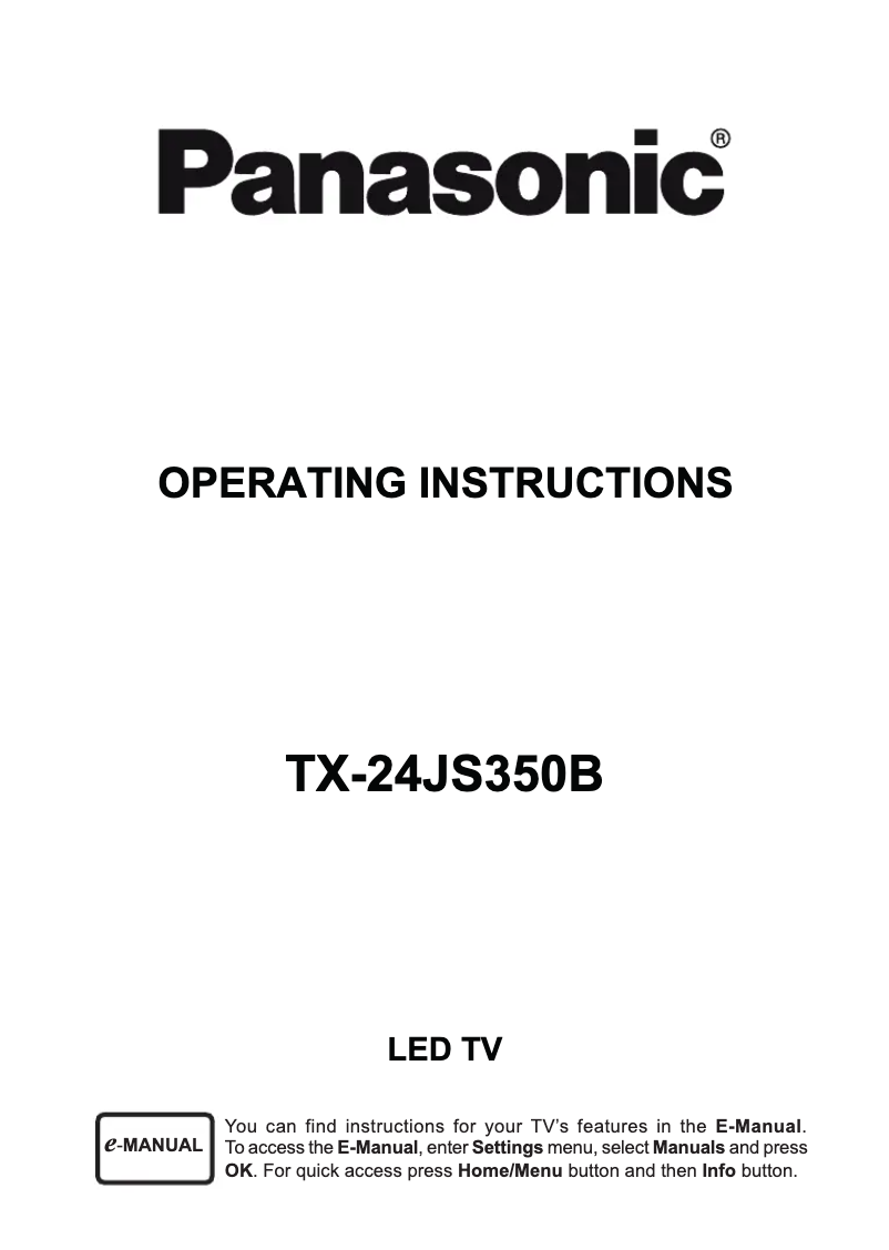 Page 1 de la notice Manuel utilisateur Panasonic TX-24JS350B