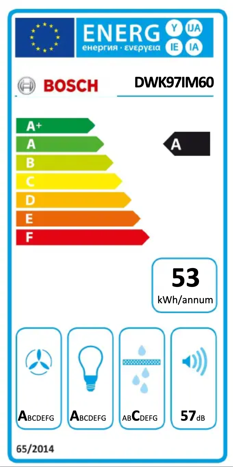Page 1 of the manual Energy Label Bosch DWK97IM60