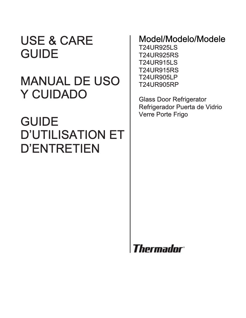 Page n°1 - Manuel d'utilisation et d'entretien Thermador T24UR925RS