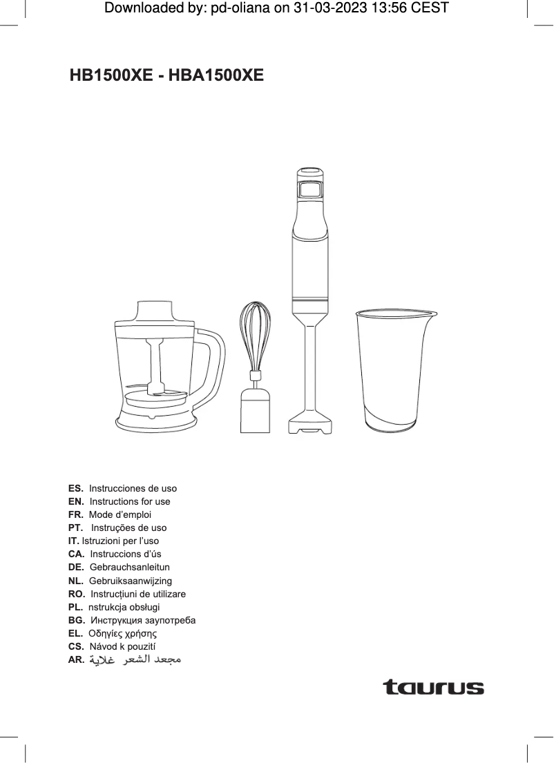 Page 1 de la notice Manuel utilisateur Taurus HBA1500X