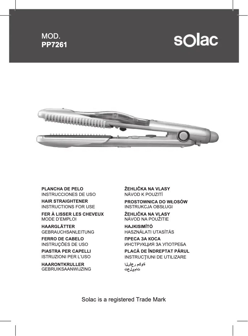 Page 1 de la notice Manuel utilisateur Solac Steam Lisse PP7261